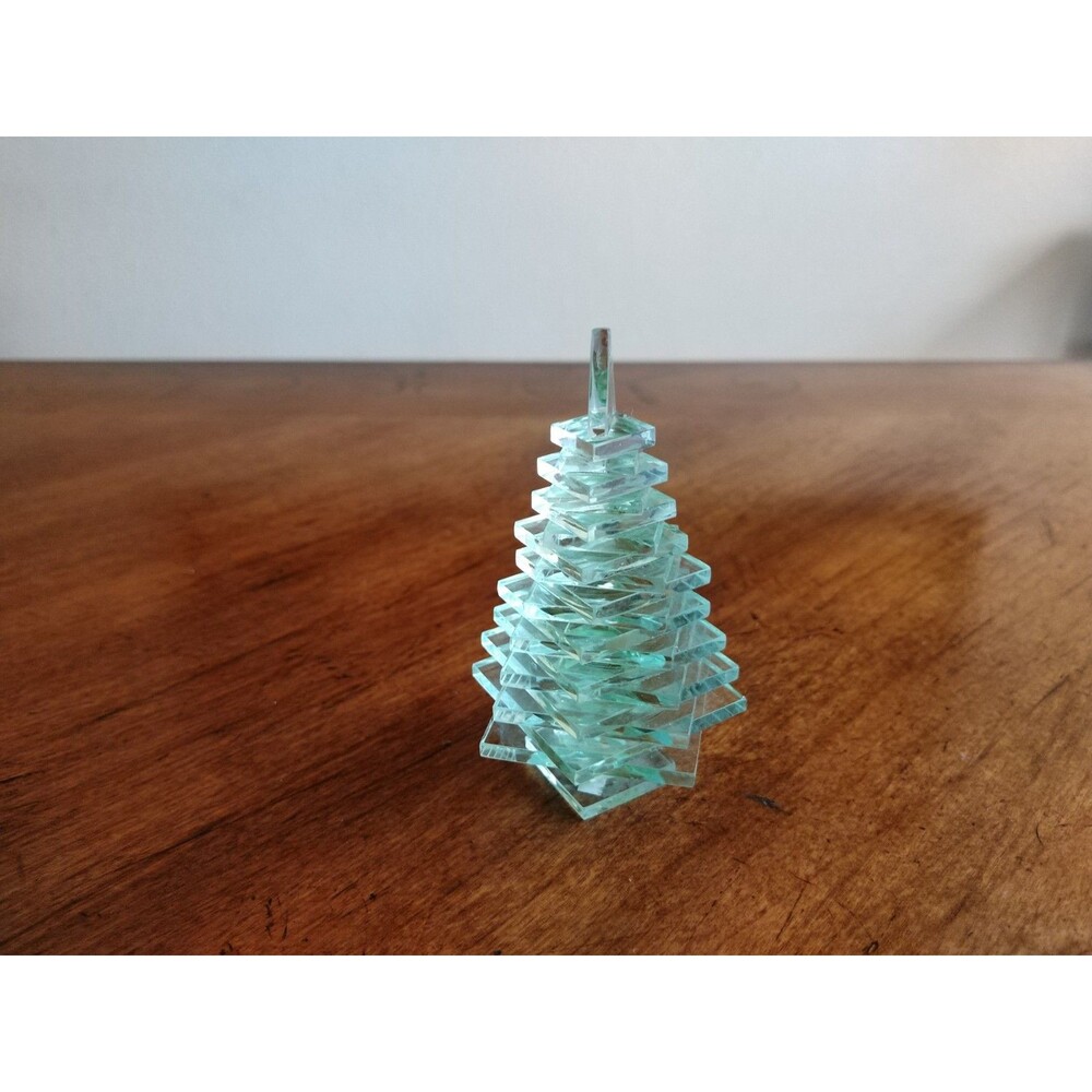 Vintage Stacked Layered Art Glass Pine Christmas Trees Abstract Sculpture ~4.5" - Picture 7 of 11